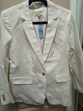 LOFT White Single-Button Notch-Lapel Blazer NWT Size 10P